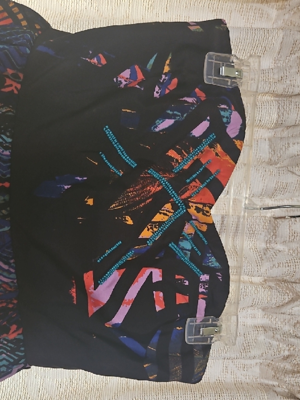 Black Strapless Dress with Multicolor Pattern - Picture 3 of 4